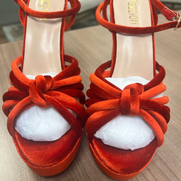 Suede Heels with Knot Detail and Ankle Strap - Picture 6 of 12